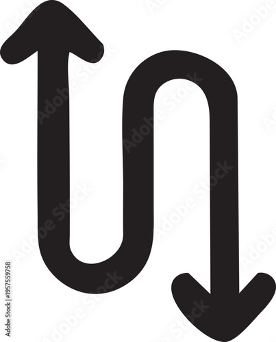 Black U- Turn Arrow Symbol on White Background u-turn