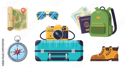 Travelers prepare for adventure with luggage and gear in city