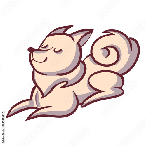 Dog character sleeps