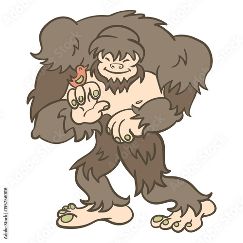 Folk animal bigfoot illustration
