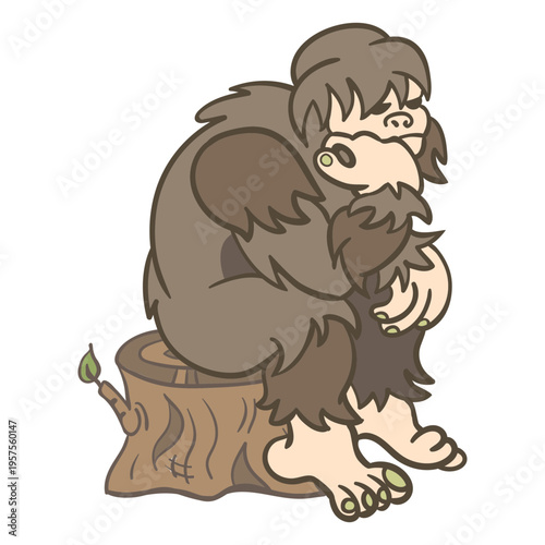 Sitting sasquatch illustration
