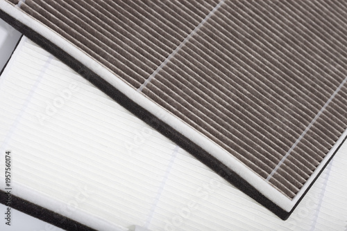 Obraz na plátne Air filters with pleated structure shown in clean studio closeup, ideal for auto