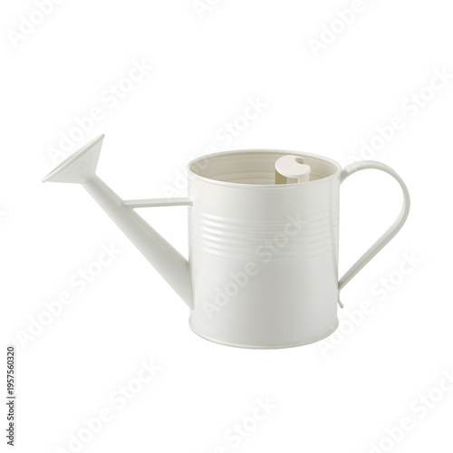 White Watering Can for Plants on Table in a Garden Setting During Daytime