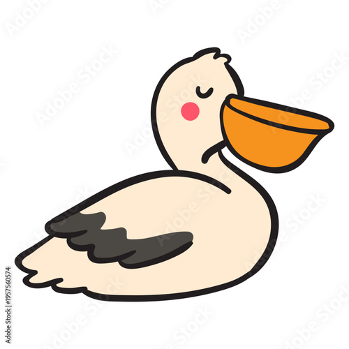 Resting pelican eyes closed