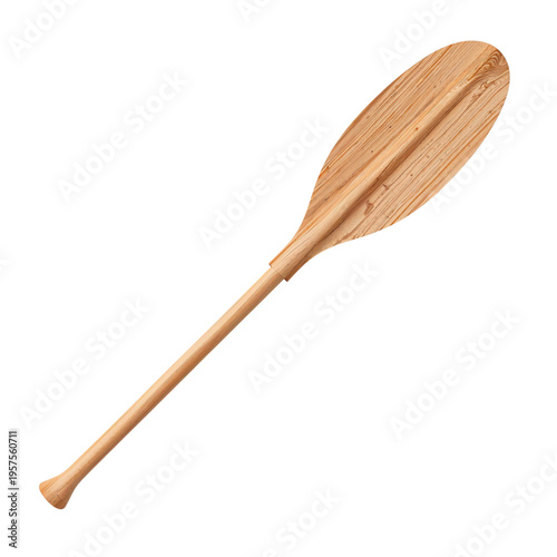 Wooden Paddle Used for Rowing in a Boat Before a Journey on a Lake During Day...