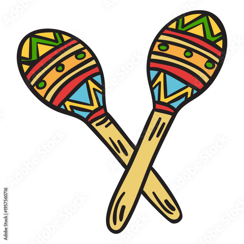 Maracas mexico instrument shakers illustration