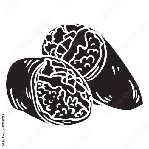 Silhouette food burrito mexican illustration