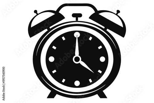 retro alarm timepiece silhouette line art vector illustration