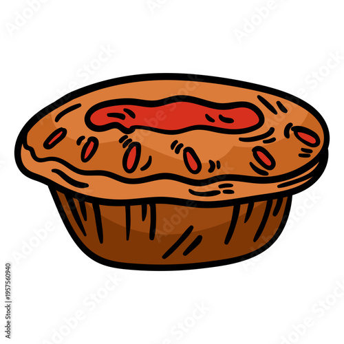 Meat pie hand drawn