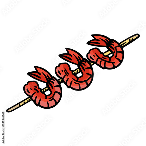 Prawns seafood hand drawn