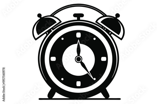 retro alarm timepiece silhouette line art vector illustration