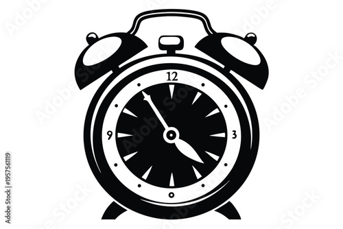 retro alarm timepiece silhouette line art vector illustration