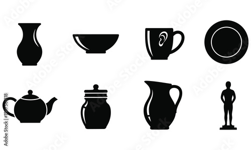 Tableware Icon Set Silhouettes Collection