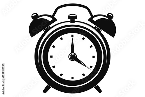 retro alarm timepiece silhouette line art vector illustration