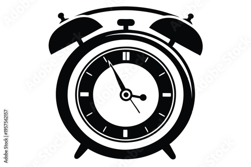 retro alarm timepiece silhouette line art vector illustration
