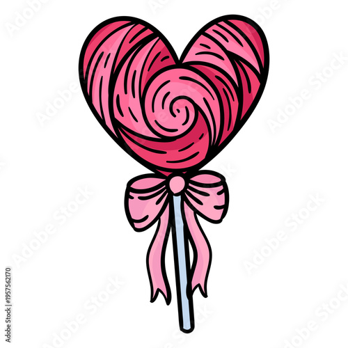 heart lollipop with ribbon colored