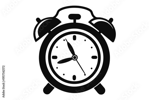 retro alarm timepiece silhouette line art vector illustration