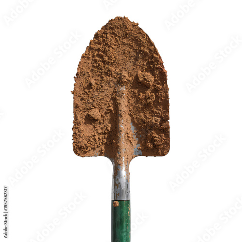 Shovel Covered in Dirt Showing Use and Wear in a Garden Setting