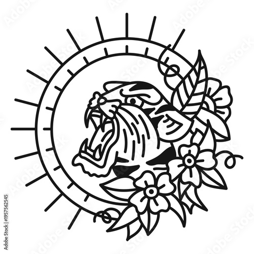 Tiger oldschool stroke tattoo