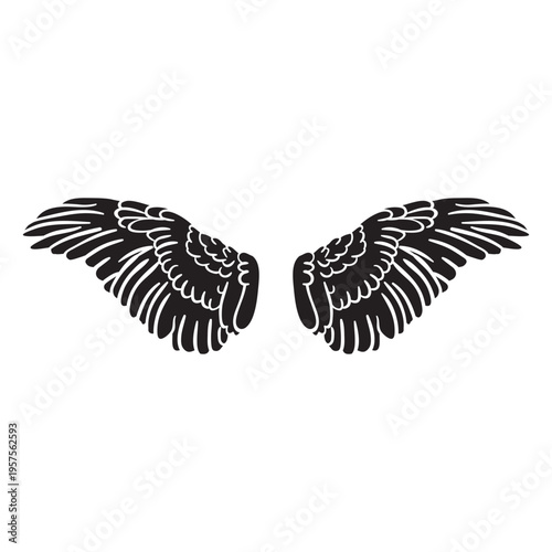 Angel bird wings spread cut out black