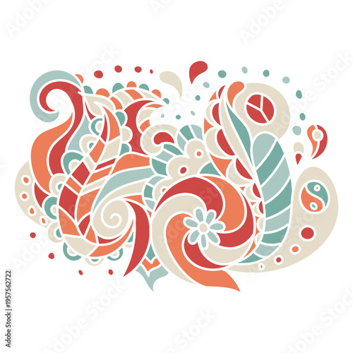 Floral oranigc peace yin yang composition