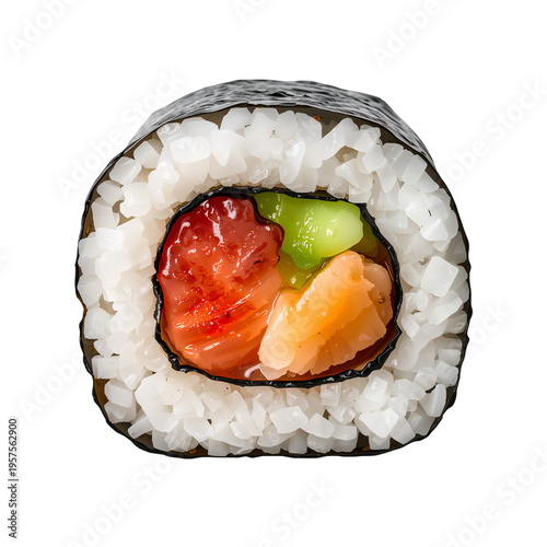 Various Sushi Ingredients Arranged in a Roll at a Restaurant During Lunchtime