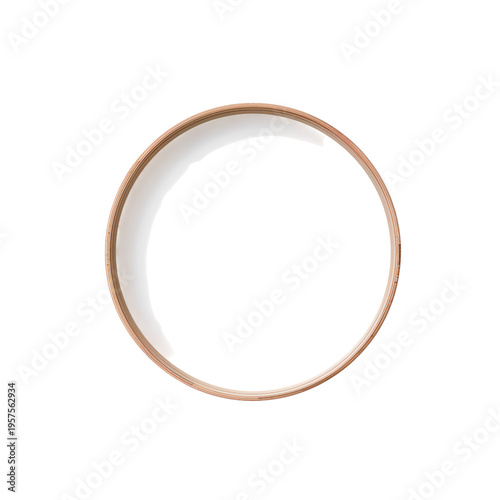 Wooden Circle Shows Simple Design With Light Shadows in Centered View on a Pl...