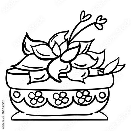 Pot plant succulent outline