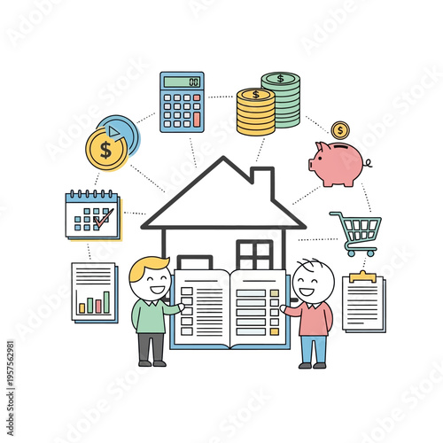 Financial Planning and Budgeting for Home Ownership Concept Illustration