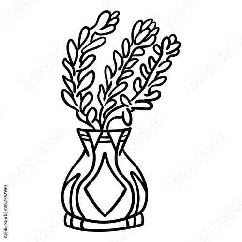 Succulent plant pot vase outline