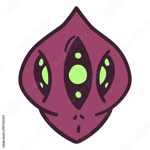 Alien's cuttlefish head colorful stroke