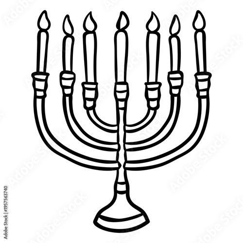 Candles lights menorah holder stroke