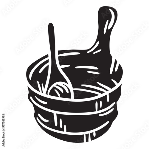 Sauna ladle bucket illustration
