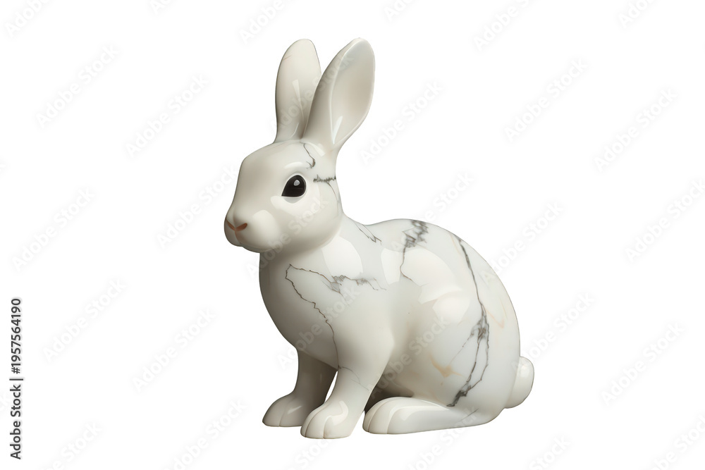 Obraz premium Marble rabbit figurine representing easter, spring, growth, and fertility, isolated on a transparent background