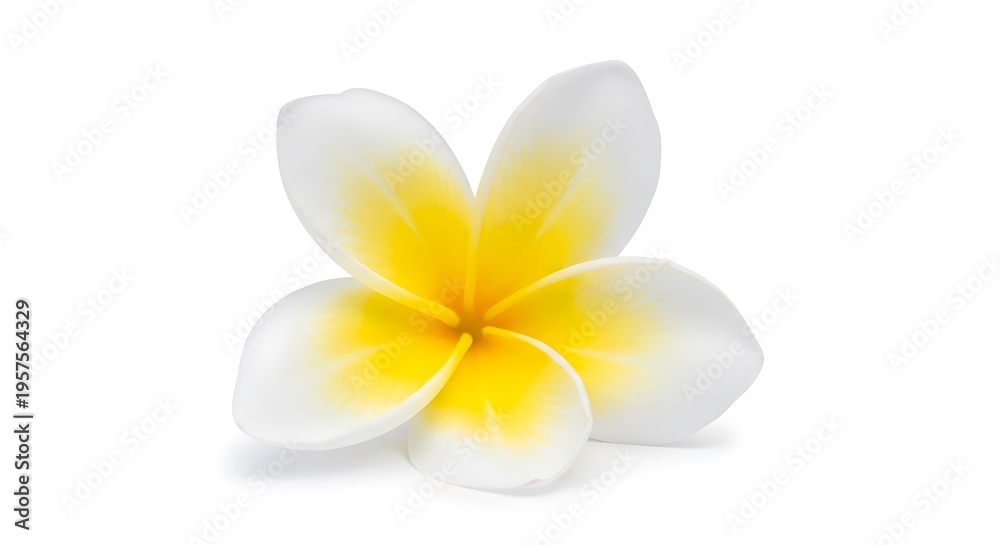 Obraz premium White Plumeria Flower with Yellow Center.