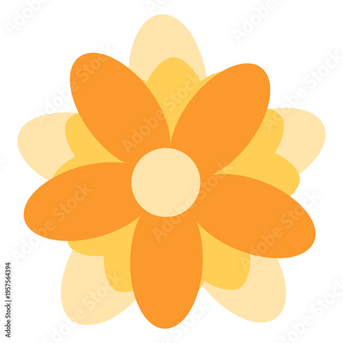 Yellow flower elliptical petals flat