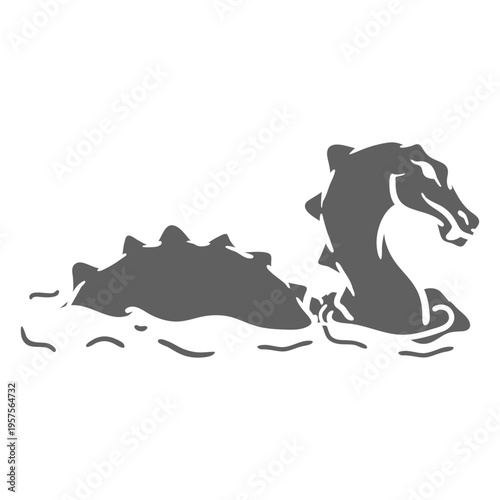 Folklore creature dragon swimming right facing