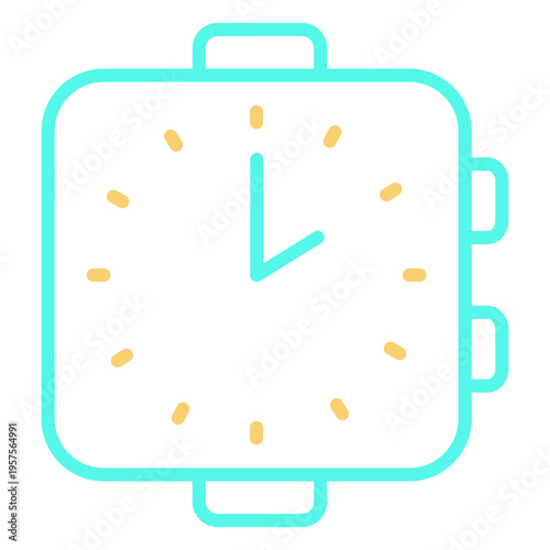 Analog watch icon stroke cyan orange