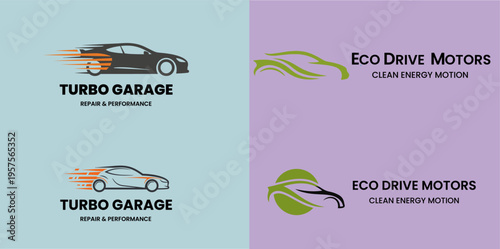 Car Logo Automotive Abstract Lines Vector. Vector illustration Automotive business logos for turbo garage and eco drive motors featuring speed and energy 