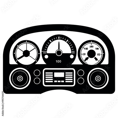 car dashboard icons set including speedometer
