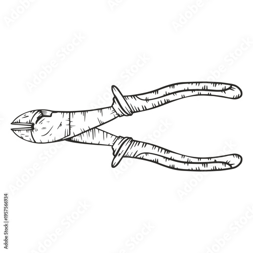 Hand drawn construction carpentry pliers