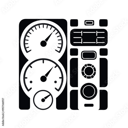 car dashboard icons set including speedometer
