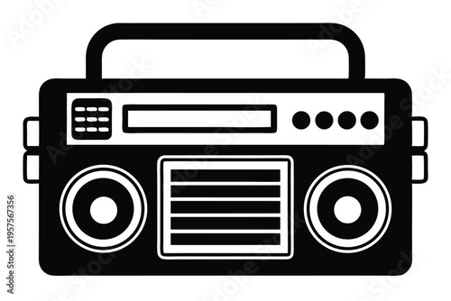 portable radio silhouette line art vector illustration