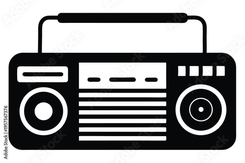 portable radio silhouette line art vector illustration