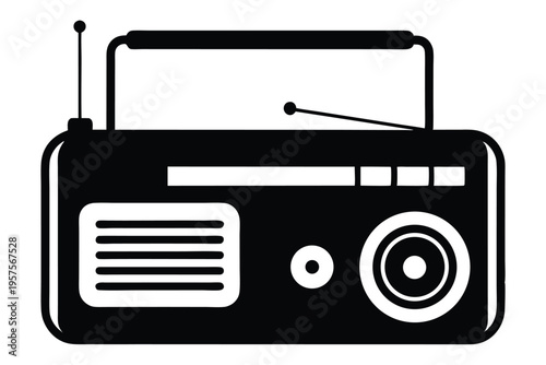 portable radio silhouette line art vector illustration