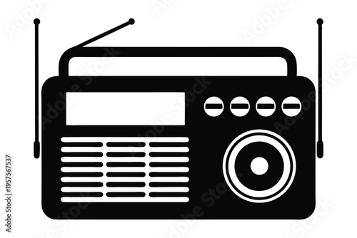 portable radio silhouette line art vector illustration
