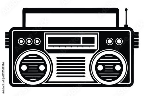 portable radio silhouette line art vector illustration