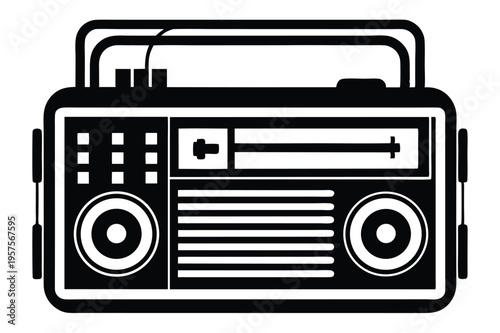 portable radio silhouette line art vector illustration