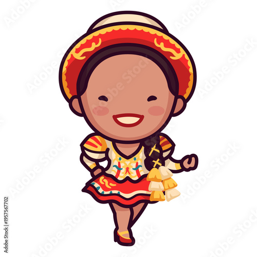 Mariachi girl cute bolivian character