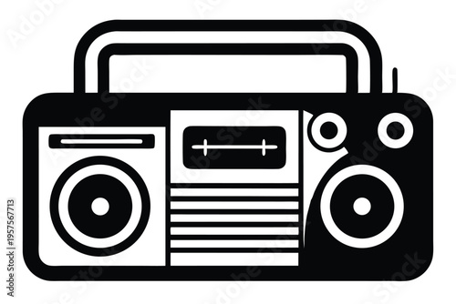 portable radio silhouette line art vector illustration